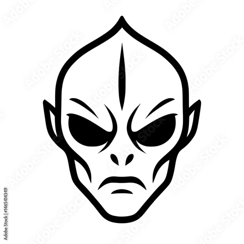 Minimalist Bold Line Alien Face Illustration