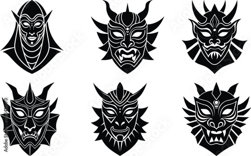 Traditional Masks silhouette vector
