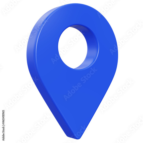 3D Blue Pointer Icon, Location symbol isolated on white background, Gps, travel, navigation, place position concept, 3d illustration