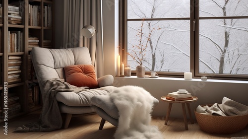 A photo of a Scandinavian-inspired reading nook.
