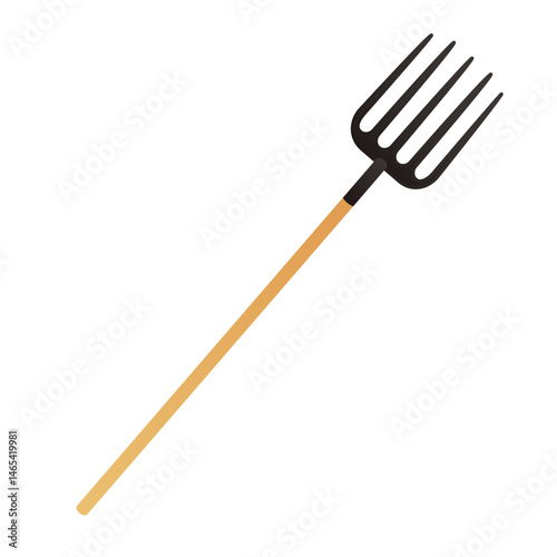 Simple Cartoon Pitchfork Illustration - Farming and Agricultural Tool