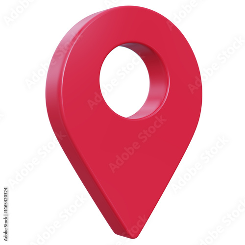 3D Red Pointer Icon, Location symbol isolated on white background, Gps, travel, navigation, place position concept, 3d illustration