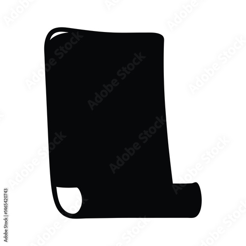 Monochrome Illustration of an Unrolled Scroll or Ancient Document with Curled Bottom