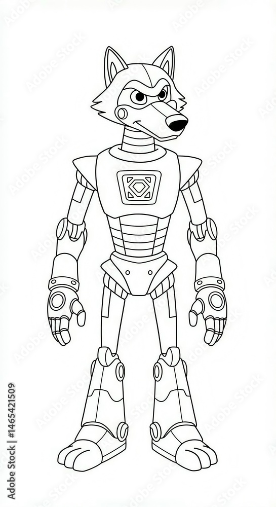 Fototapeta premium wolf robot coloring 
