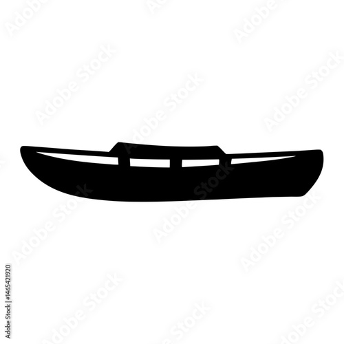 Simple silhouette of a kayak or small boat with open top