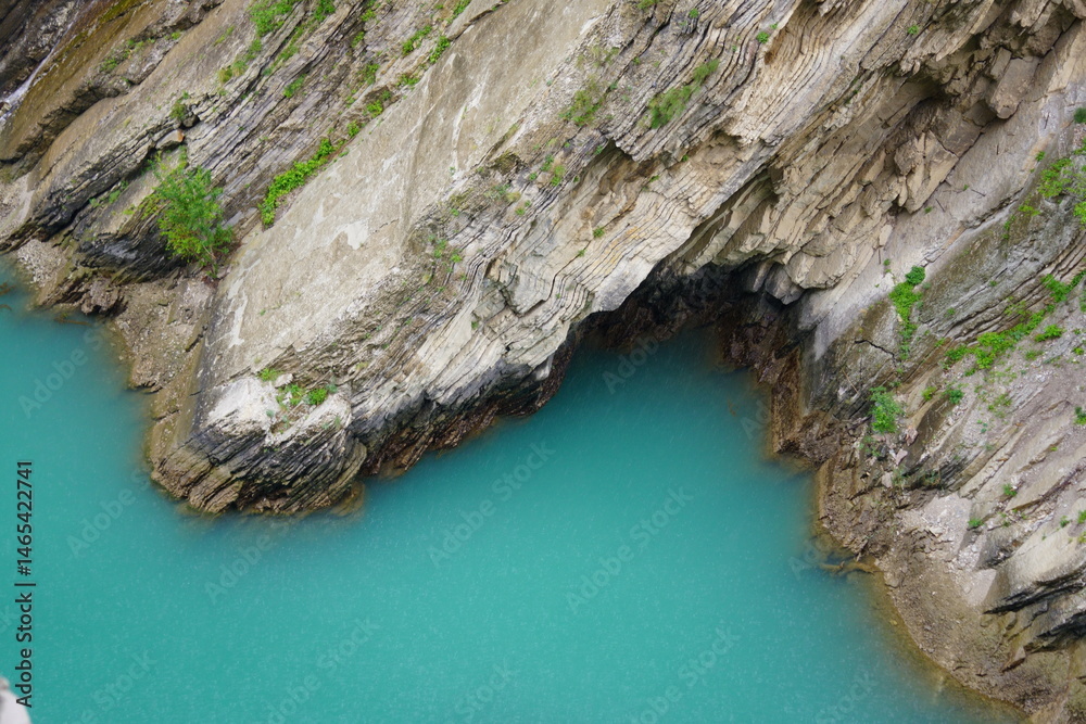 Fototapeta premium View of the Sulak canyon. A river in the mountainous region of Dagestan.