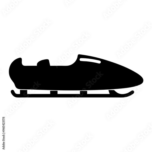 Black Silhouette of a Bobsleigh for Winter Sports and Olympic Competitions