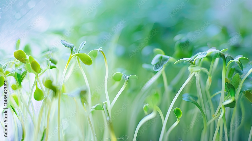Fresh green microgreens create an abstract backdrop with soft light and blurred textures in modern design Fresh green microgreens create an abstract backdrop with soft light and blurred textures in modern design