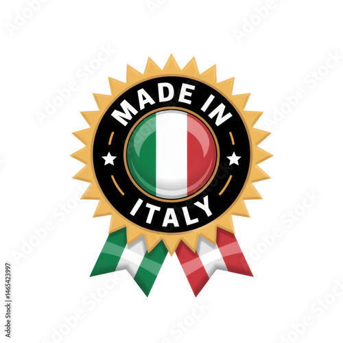 Made in Italy Emblem with Tricolor Ribbon and Gold Seal