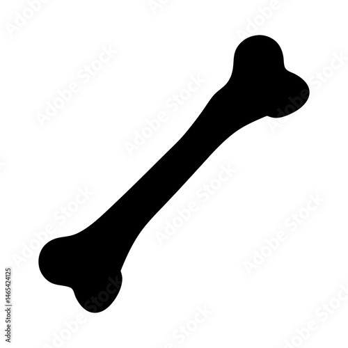 Simple black and white cartoon bone illustration isolated on a background