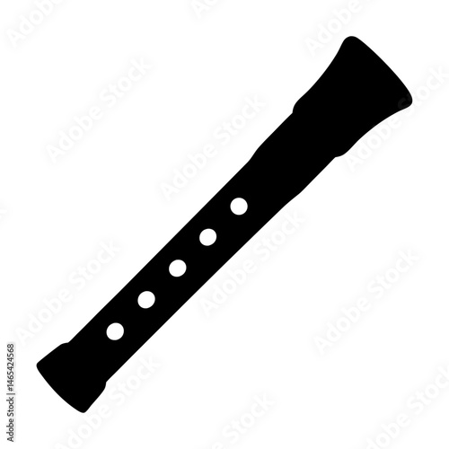 Silhouette of a recorder, representing musical instrument and simple design
