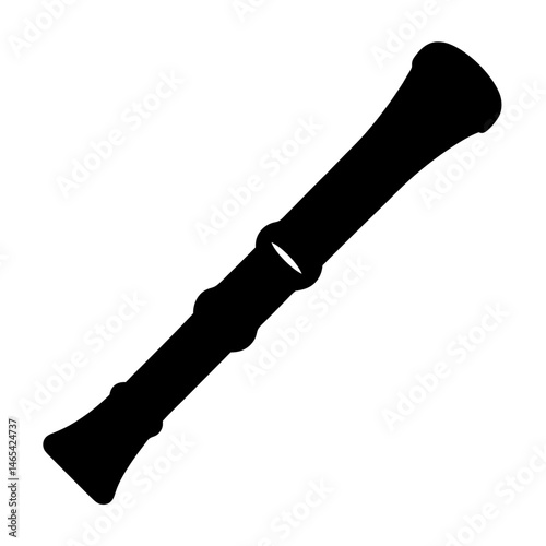 Silhouette of a wooden clarinet with several section breaks in its design