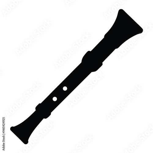 Silhouette of a recorder musical instrument showcasing its form and design