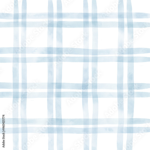 Blue White Plaid Gingham Check Hand Drawn Background Pattern Overlay
