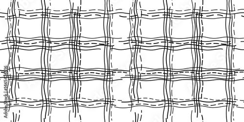 Abstract graphic vector illustration. Black intersecting wavy lines vector texture. Minimalist background. Geometric monochrome criss cross element. Tattered piece of fabric