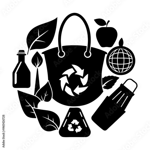 Sustainable Accessories silhouette vector