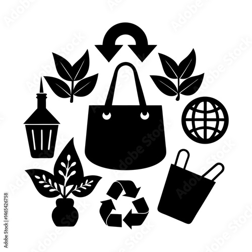 Sustainable Accessories silhouette vector