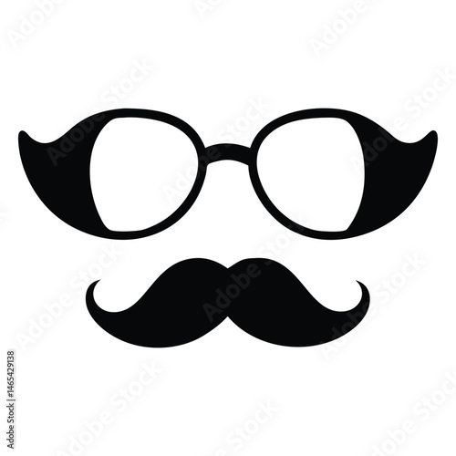 Black novelty glasses and handlebar mustache create a disguise face instantly in this simple image