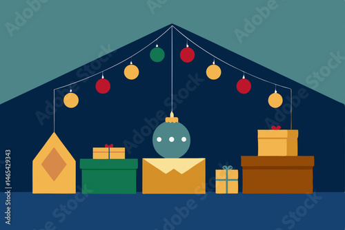 attic space filled with vintage christmas ornament