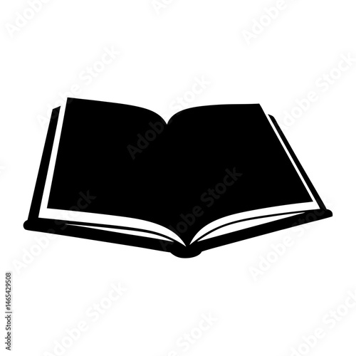 Open Book Icon Black and White Simple Design Illustration Graphic