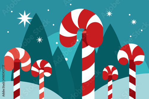 candy cane forest with twisting peppermint trunks .svg