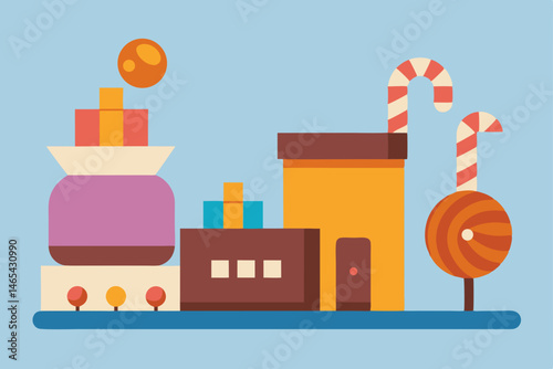 candy factory conveyor belts producing marshmallow.svg