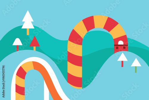 christmas candy roller coaster winding through 
