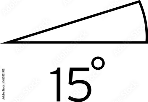 Angle icon 15 outline degree measures. Math geometric flat, linear elements. Trigonometry template. Degree of arc and pie chart isolated on transparent background SVG