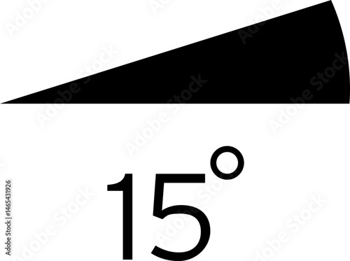 Angle icon 15 Fill degree measures. Math geometric flat, linear elements. Trigonometry template. Degree of arc and pie chart isolated on transparent background SVG