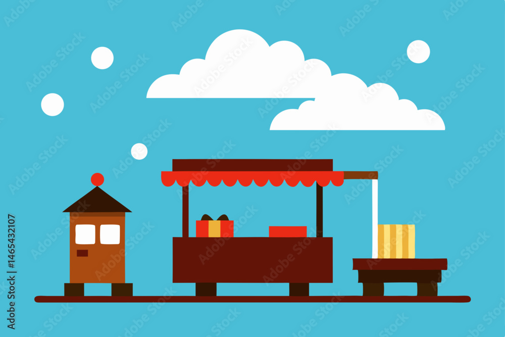 Obraz premium christmas eve train stop in the sky with cloud 