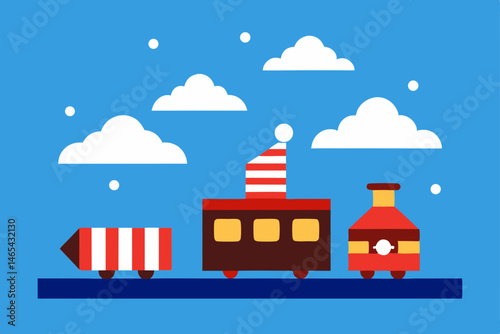 christmas eve train stop in the sky with cloud 