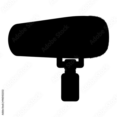 Black Silhouette of a Shotgun Microphone for Professional Audio Recording and Filmmaking