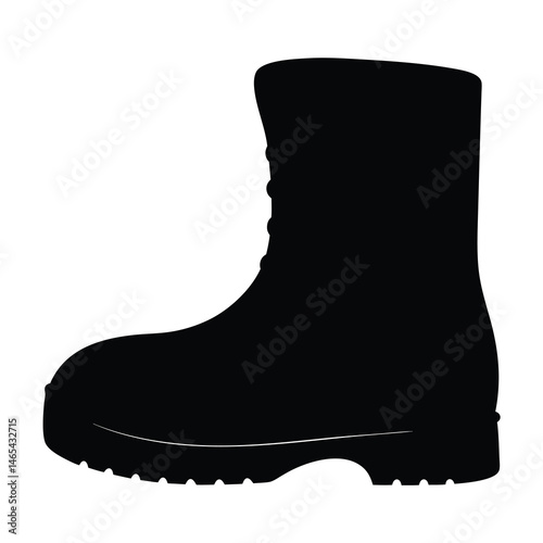 Black Silhouette of a Sturdy Ankle Boot Footwear Fashion Icon
