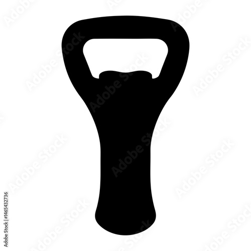 Simple Black Silhouette of a Bottle Opener for Beer or Soda