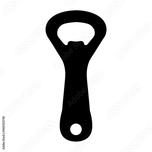 Simple Black Silhouette of a Bottle Opener for Beer or Soda