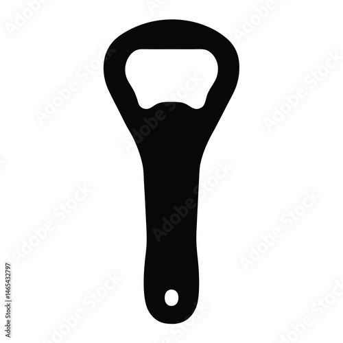 A Simple Black Silhouette of a Bottle Opener for Beverages
