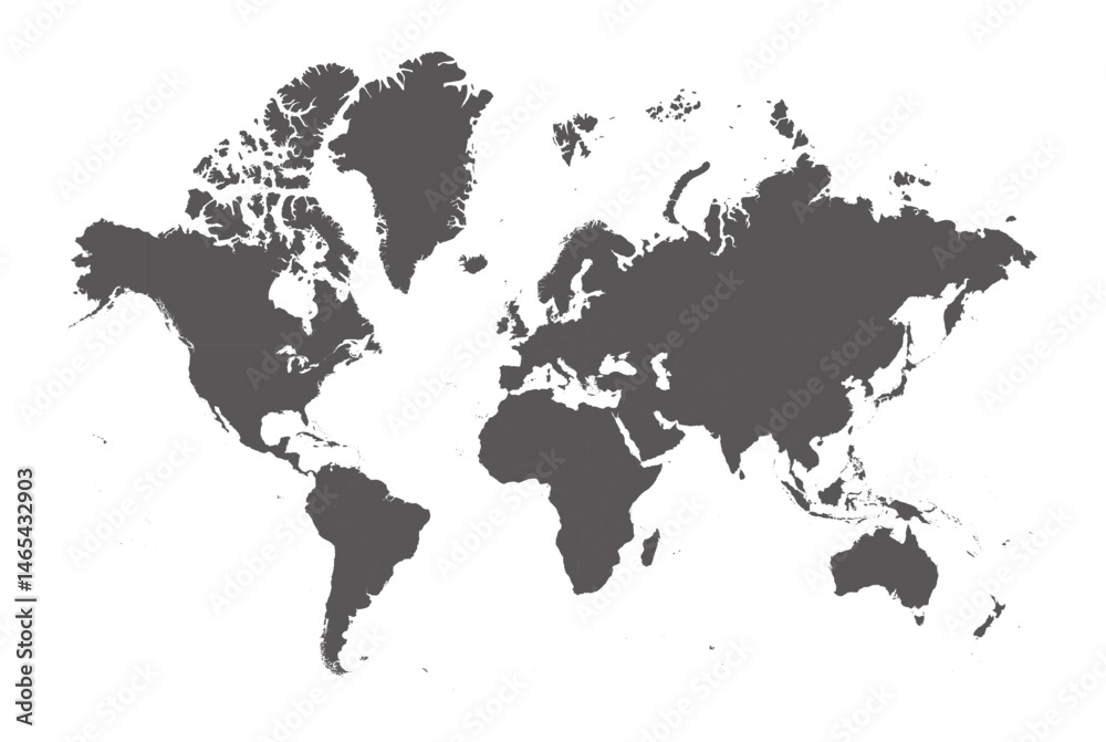 Vector illustration of a global world map. Includes detailed world geography with continents and country outlines ideal for educational, editorial, and infographic design. Vector illustration of a global world map. Includes detailed world geography with continents and country outlines ideal for educational, editorial, and infographic design.