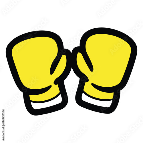 Bold cartoon yellow boxing gloves, outlined in black, are ready for a fight