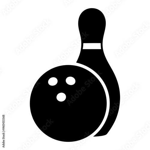 Bowling Pin and Ball Icon Black and White Graphic Design Element