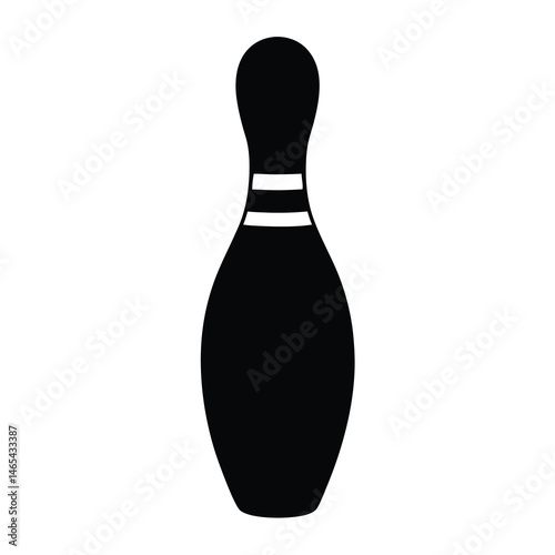 A Single Black and White Bowling Pin Illustration Icon Graphic Image