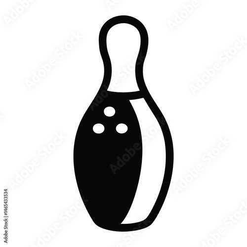 Bowling Pin Icon Black and White Simple Design Graphic Illustration