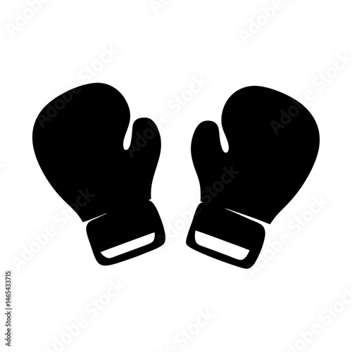 Pair of Black Boxing Gloves Icon Simple Design Graphic Illustration