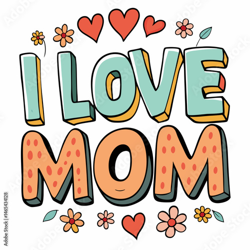 Modern Vector Greeting Card for Mother’s Day with Floral Border

