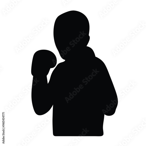 Silhouette of a Boxer Ready to Strike a Powerful Punch Boxing Combat Sport Fitness Exercise