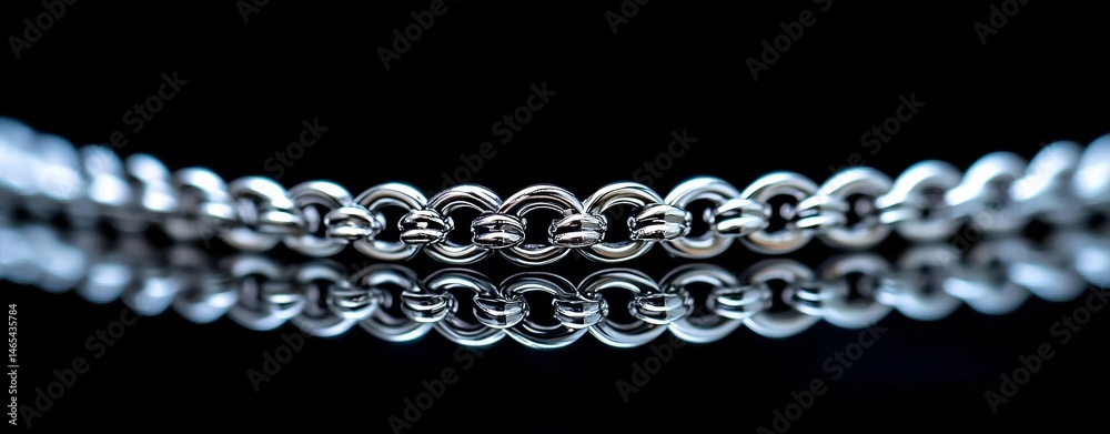 Fototapeta premium Against a dark background, a heavy metal chain hangs, creating an industrial-themed image
