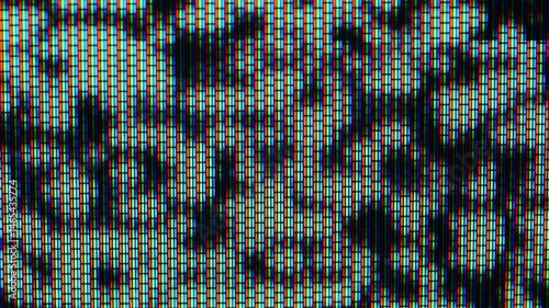 Analog TV screen close-up with vibrant static pixels. Zoom in