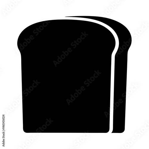 Simple Black Silhouette of Two Slices of Bread for Breakfast or Toast