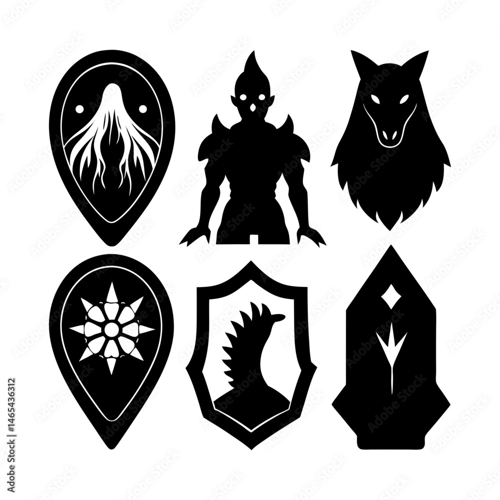 Fototapeta premium Sticker Set silhouette vector