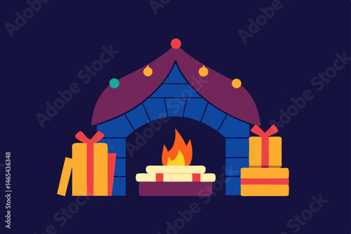 fireplace lit attic fort made of blankets  fairy 