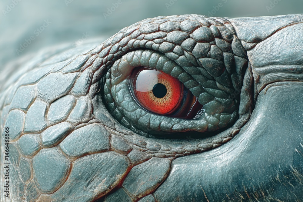 Close-up Exploration of a Turtle's Eye and Scales Showcasing Intricate Texture and Color Details
